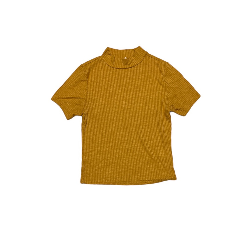 Gold Ribbon Mock-neck Crop Top